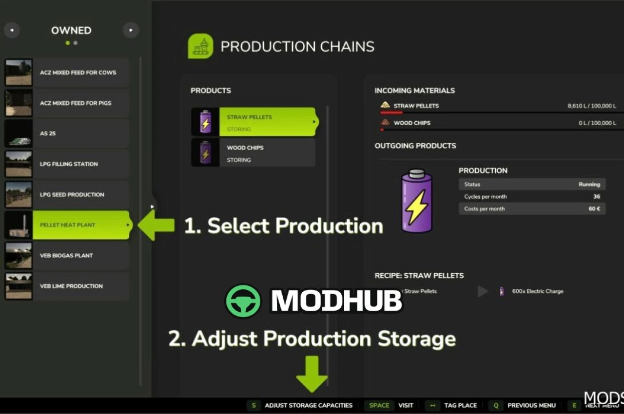 Налаштування виробничих точок для Farming Simulator 25