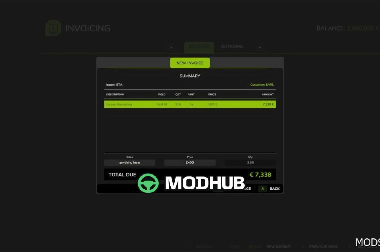 Мод Інвойси для Farming Simulator 25