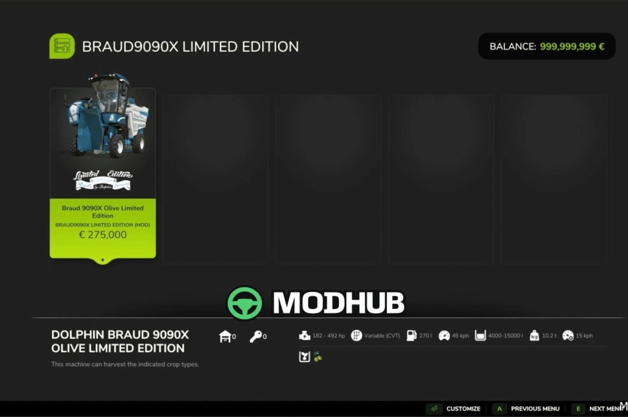 Комбайн Braud 9090X Olive Limited Edition для Farming Simulator 25