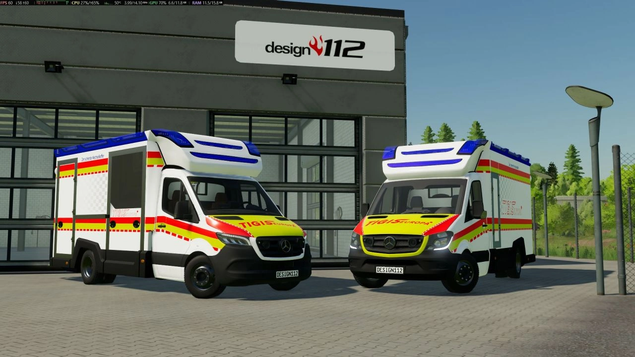 Auto Mercedes Benz Sprinter W907 AM Tigis Europa RTW für Farming Simulator 22