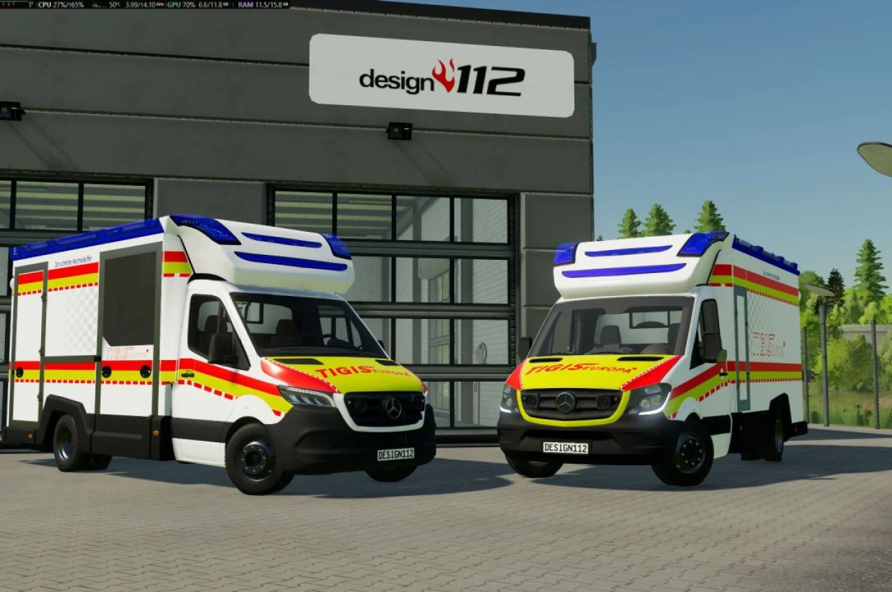 Auto Mercedes Benz Sprinter W907 AM Tigis Europa RTW für Farming Simulator 22