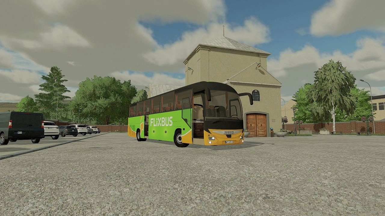 Автомобіль Scania Interlink у забарвленні FLIXBUS для Farming Simulator 22