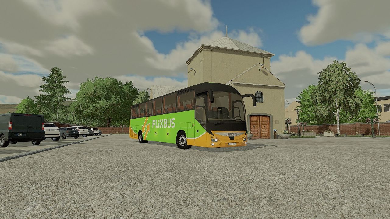 Автомобіль Scania Interlink у забарвленні FLIXBUS для Farming Simulator 22