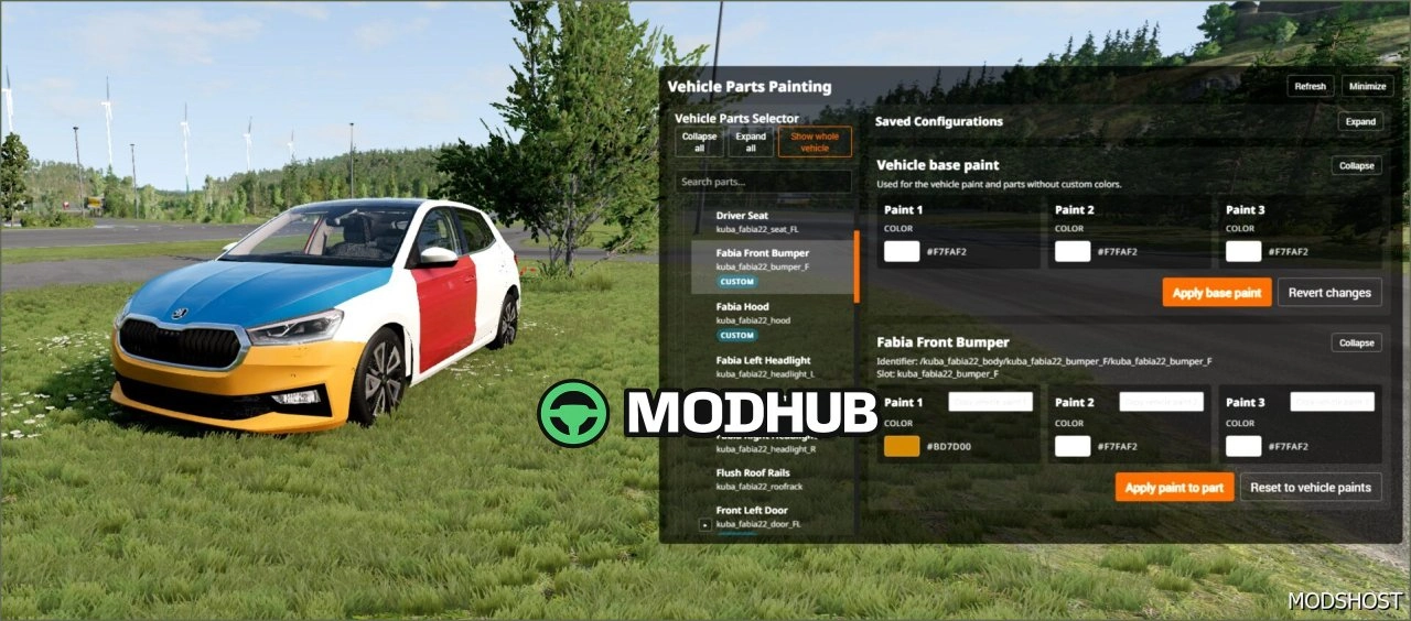 Мод для фарбування частин автомобіля для BeamNG.drive