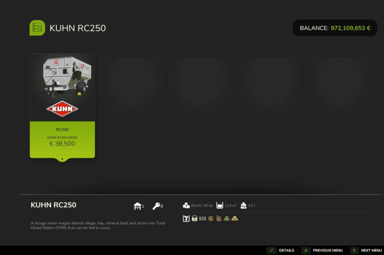 Розкидач гною Kuhn Knight RC250 для Farming Simulator 25