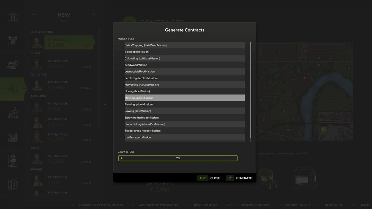 Генератор типів контрактів для Farming Simulator 25