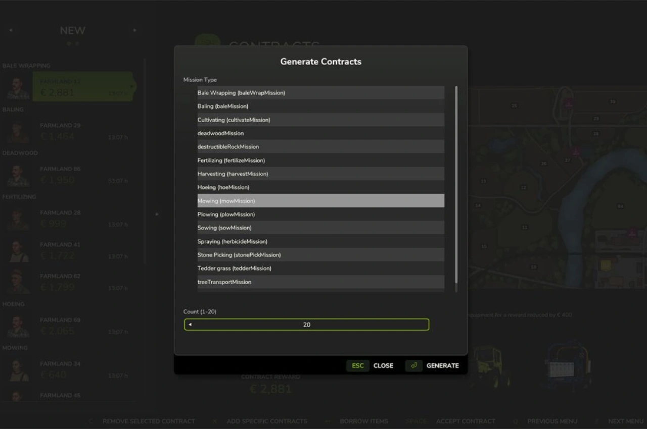 Генератор типів контрактів для Farming Simulator 25