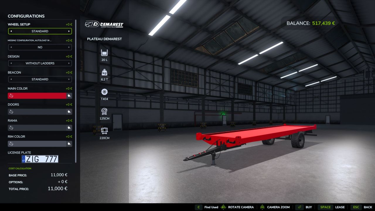 Причіп Demarest для Farming Simulator 25