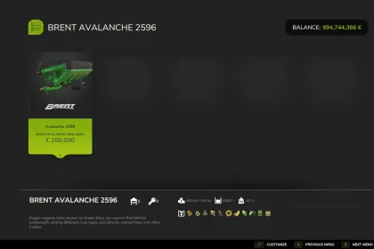 Мод на зерновий перевантажувальний причіп Brent Avalanche 2596 для Farming Simulator 25 — 3