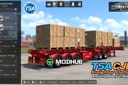Przyczepy TSA CJD Freighter Flattop i Dropdeck do American Truck Simulator