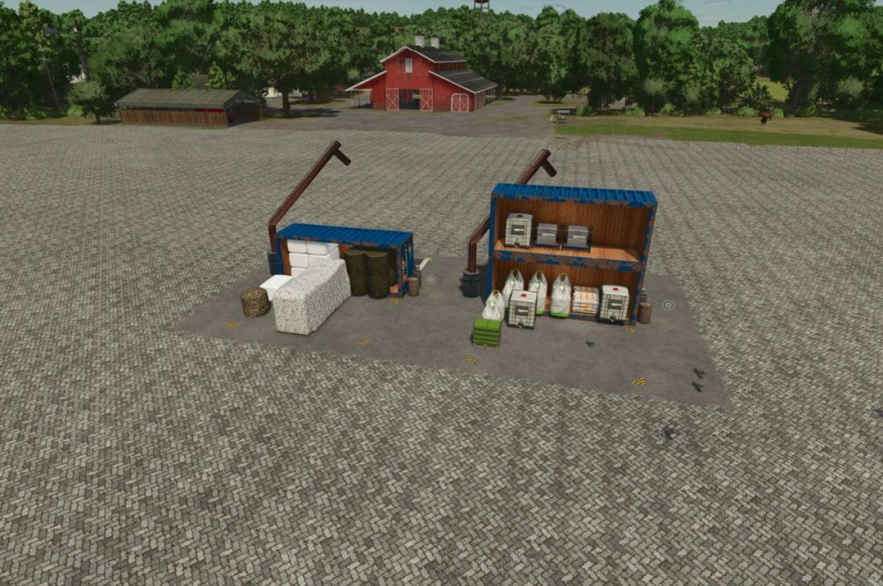 Склад для контейнерів та зерносховище для Farming Simulator 25