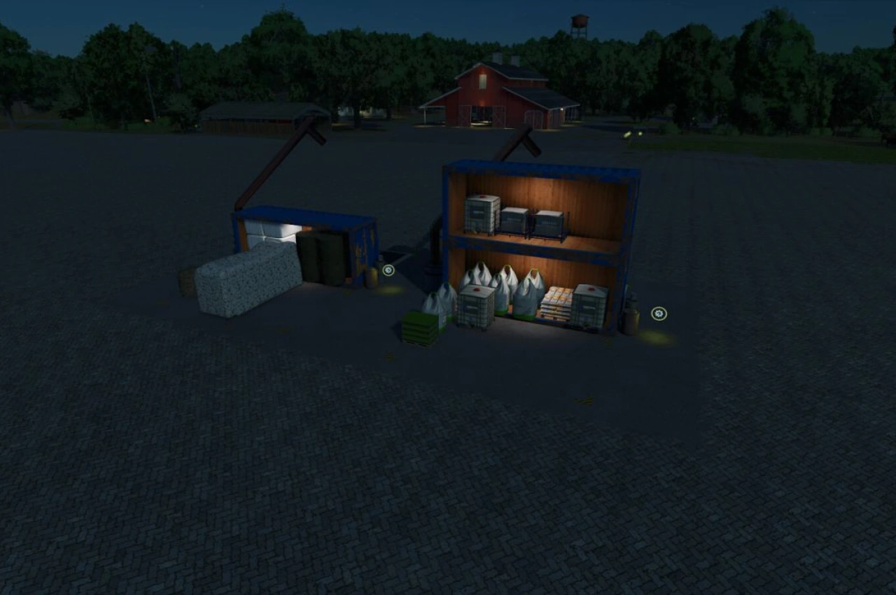 Склад для контейнерів та зерносховище для Farming Simulator 25