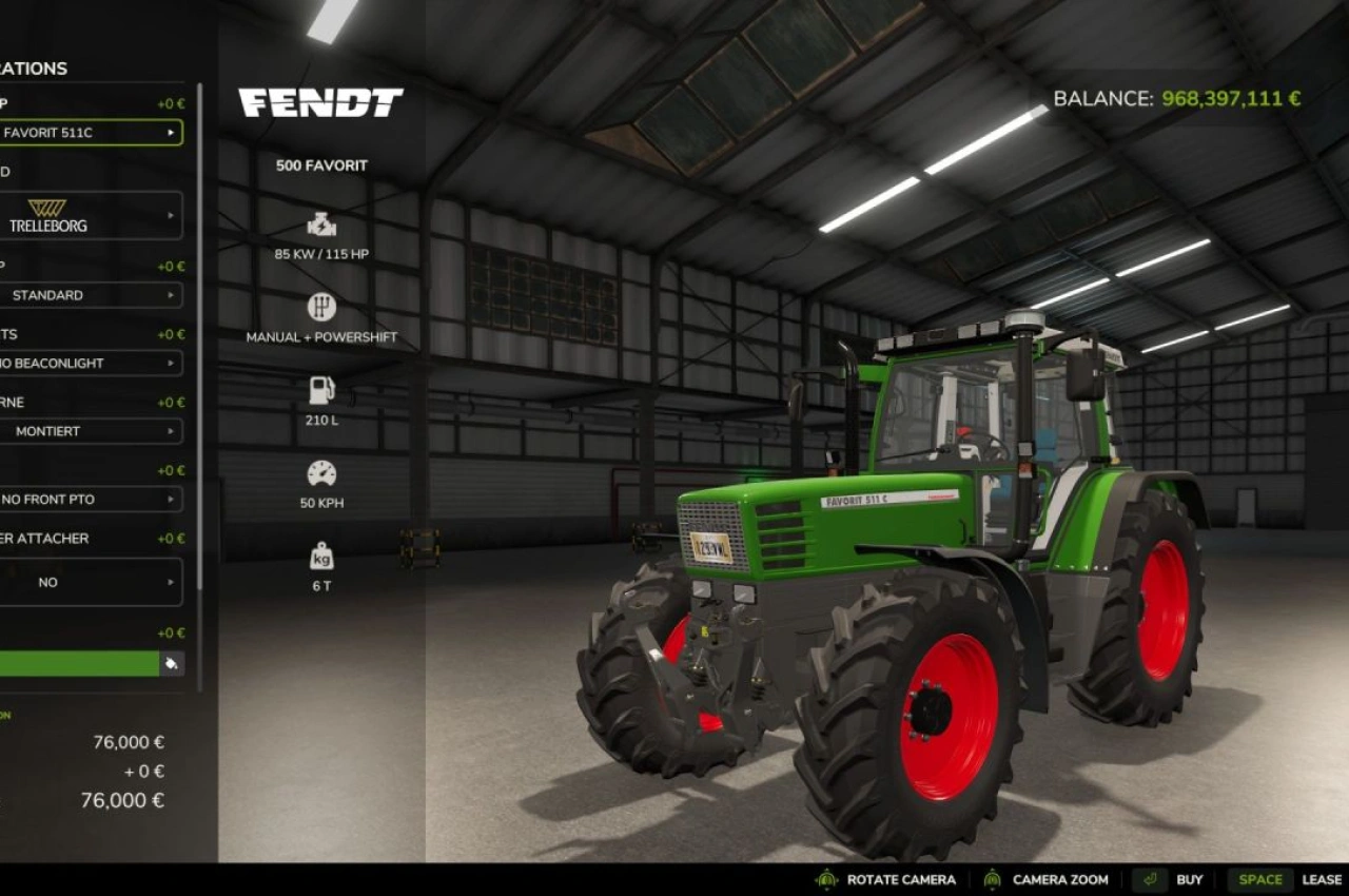 Трактор Fendt 500 Favorit для Farming Simulator 25
