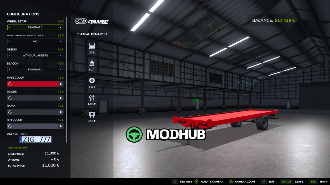 Новий Причіп Demarest Flatbed V1.0.0.2 для FS25