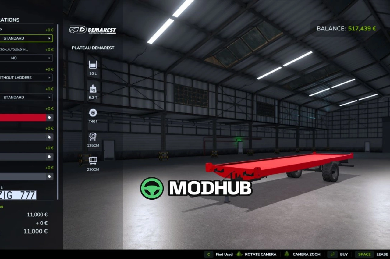 Новий Причіп Demarest Flatbed V1.0.0.2 для FS25