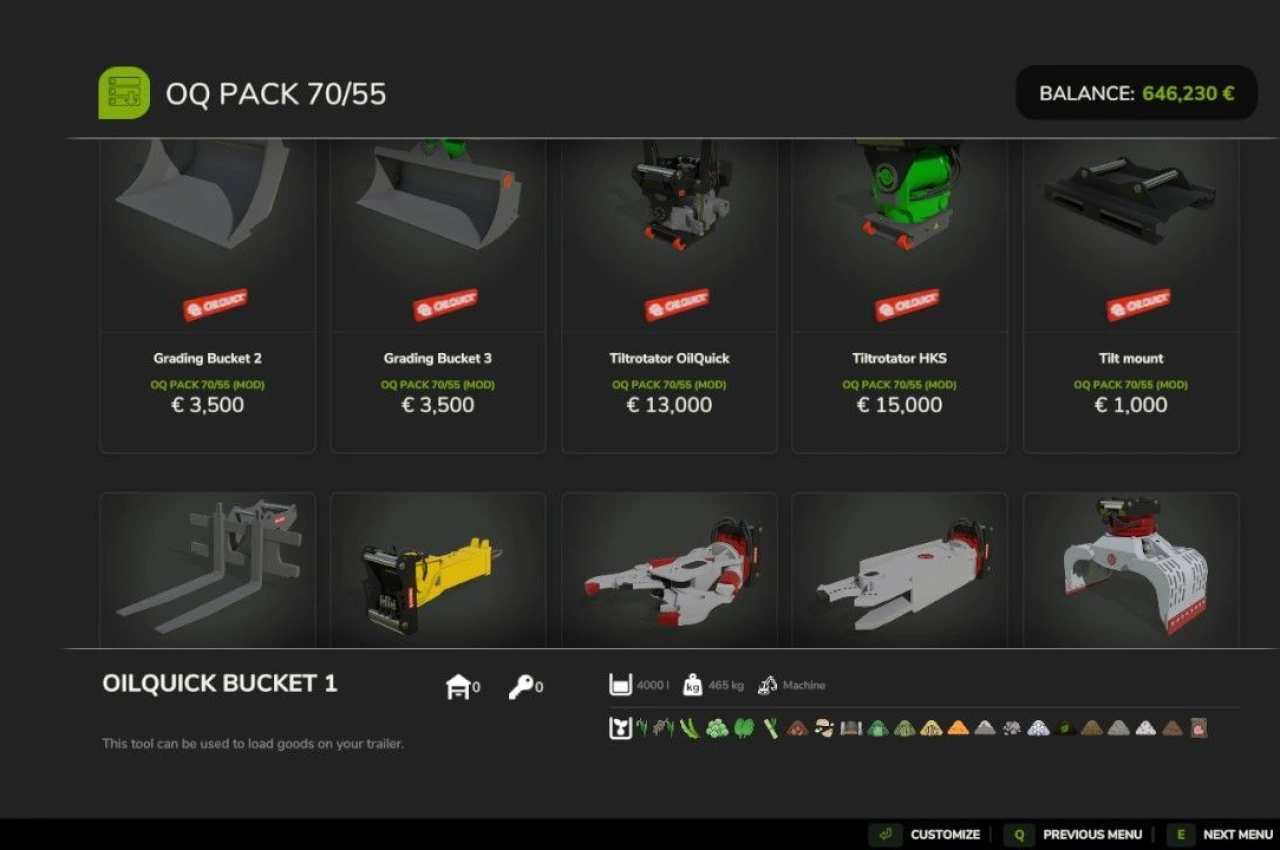 Пакет OQ 70/55 для Farming Simulator 25