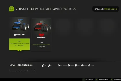 Мод Versatile/New Holland 4WD для Farming Simulator 25 — 3