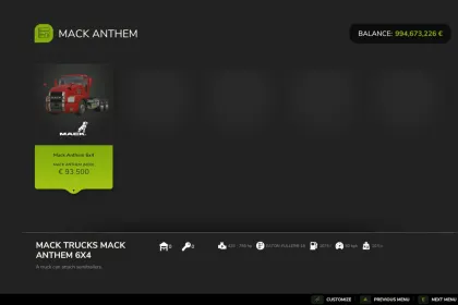 Мод Вантажівка Mack Anthem для Farming Simulator 25