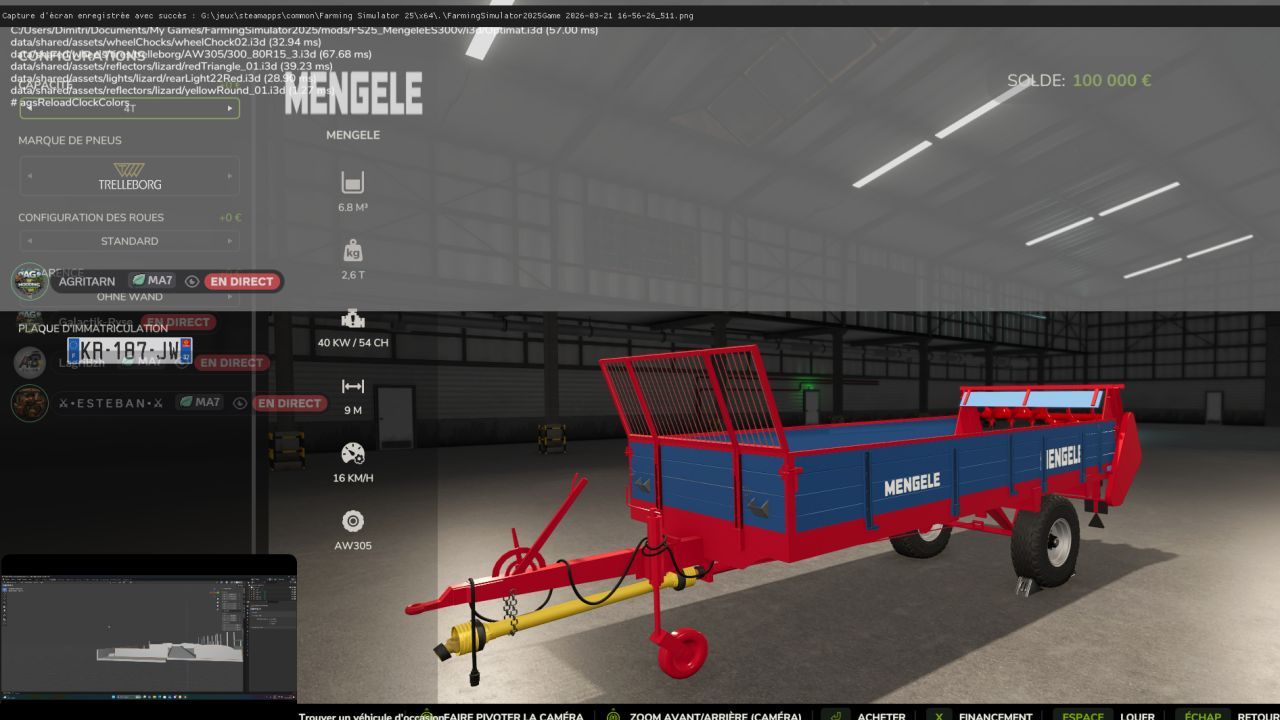 Розкидач гною Mengele ES 300V для Farming Simulator 25