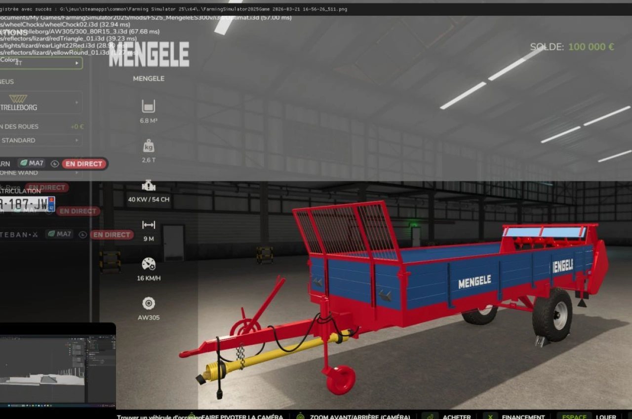 Розкидач гною Mengele ES 300V для Farming Simulator 25