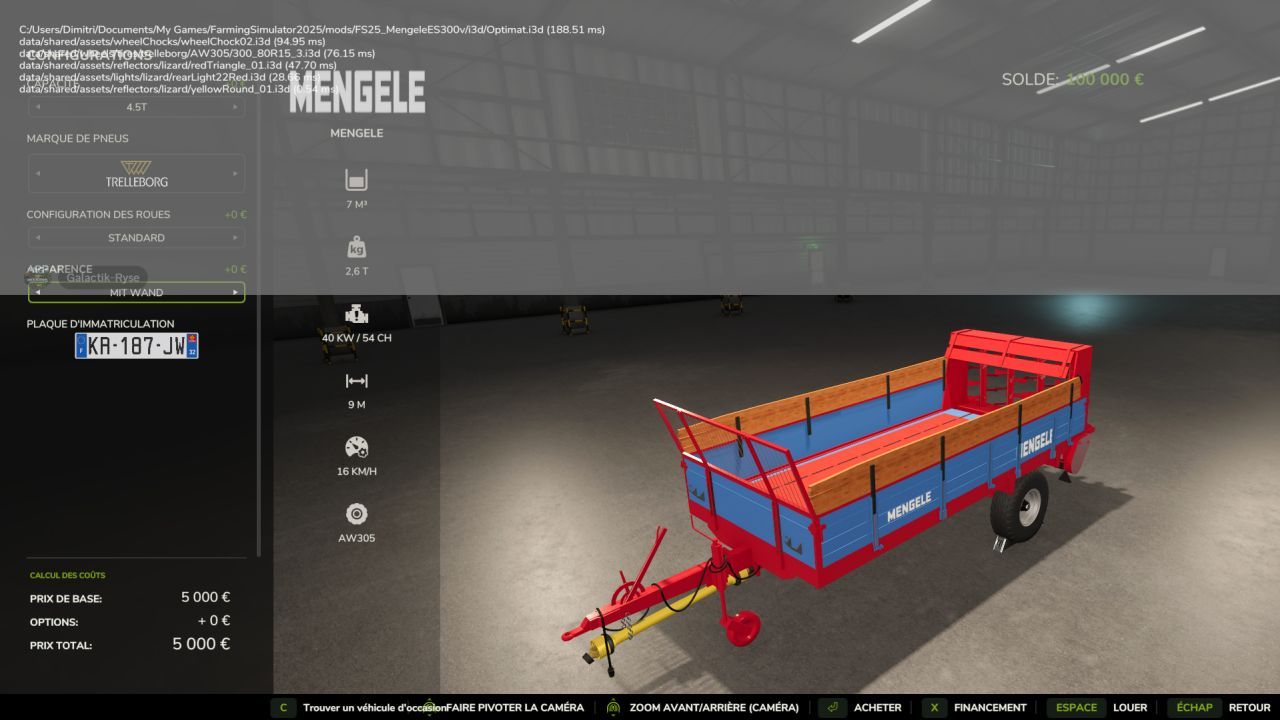 Розкидач гною Mengele ES 300V для Farming Simulator 25