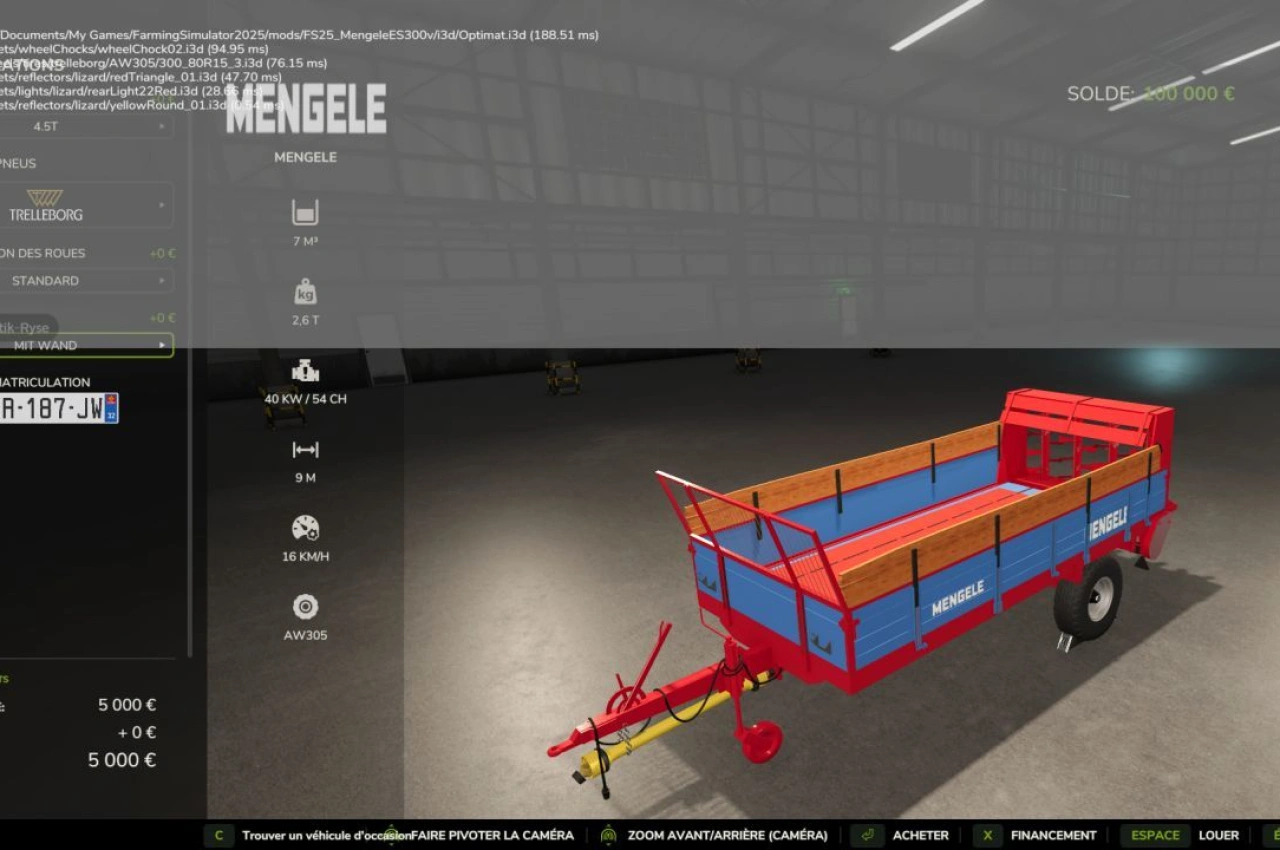 Розкидач гною Mengele ES 300V для Farming Simulator 25