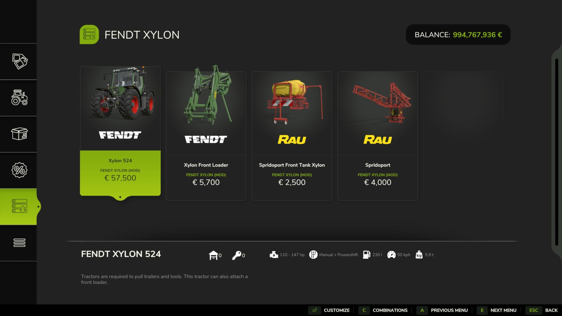 Pak Traktor Fendt Xylon 520–524 do Farming Simulator 25 - Zrzuty ekranu