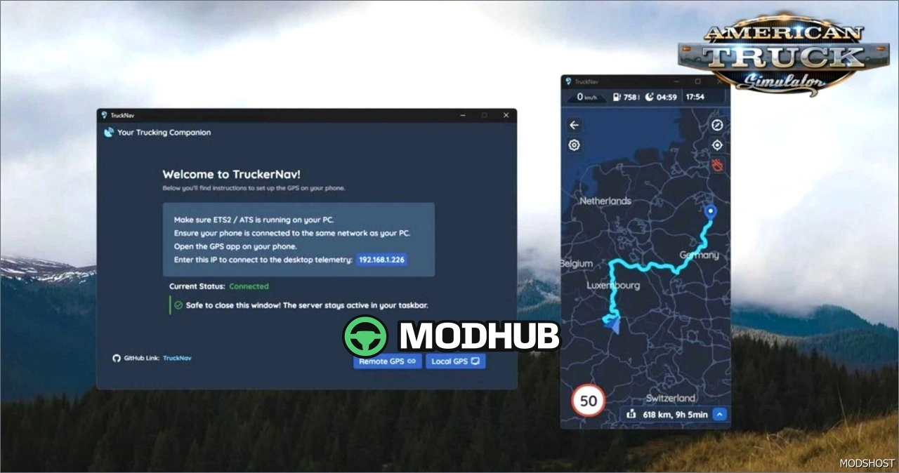 GPS для другого екрану V0.3.2 (1.58.X) для American Truck Simulator