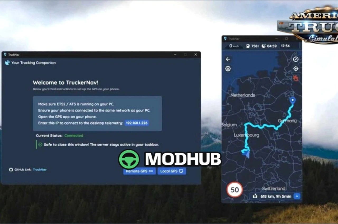 GPS для другого екрану V0.3.2 (1.58.X) для American Truck Simulator