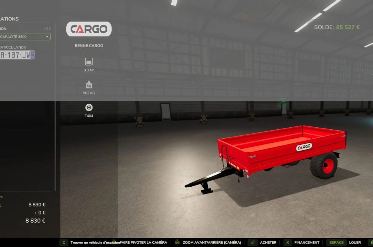 Причіп для вантажу 1 осьовий для Farming Simulator 25