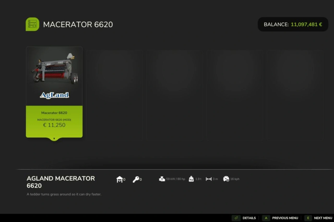 Мульчувач AgLand Macerator 6620 для Farming Simulator 25