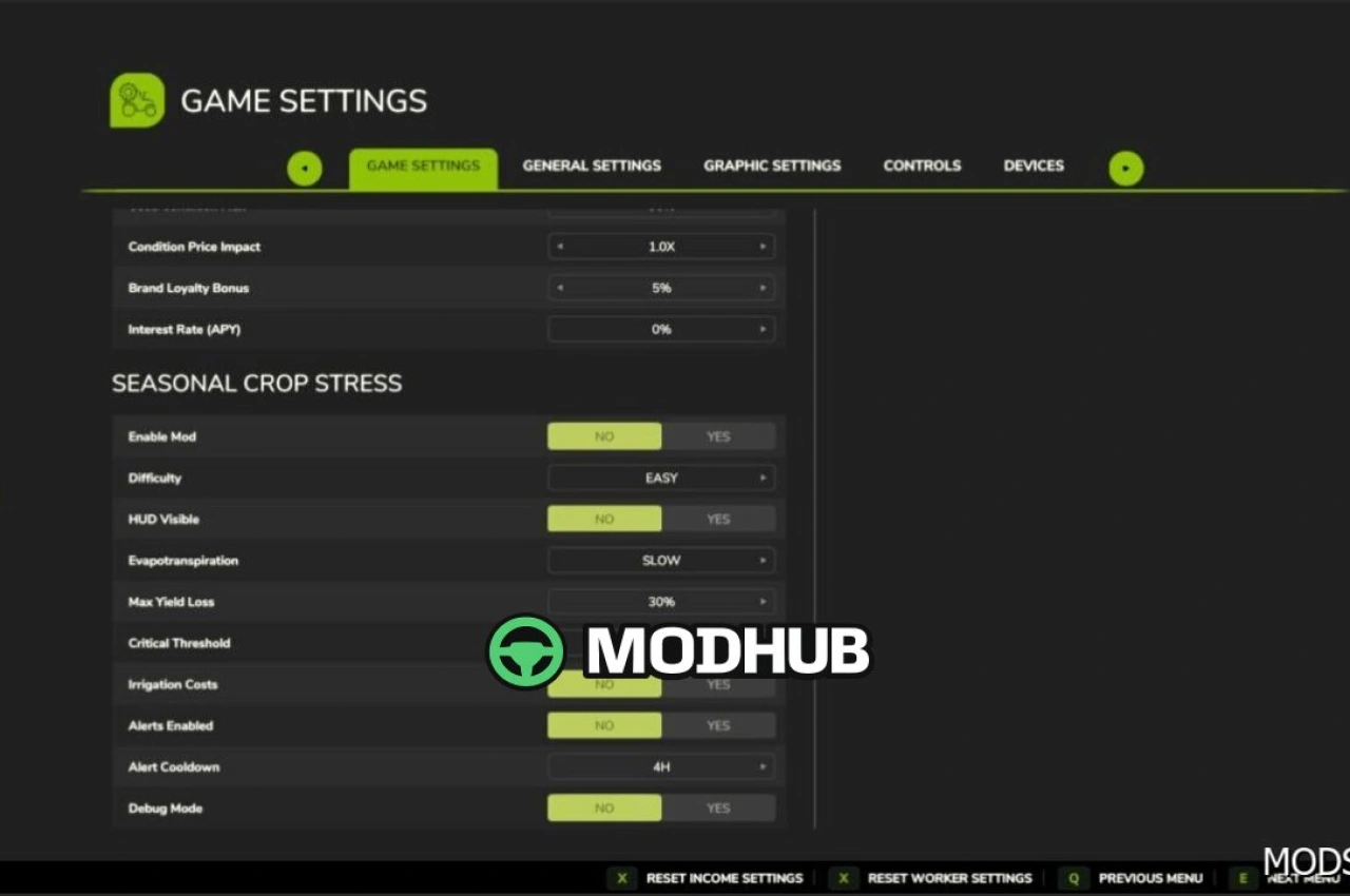 Мод Seasonal Crop Stress V1.0.7 для Farming Simulator 25