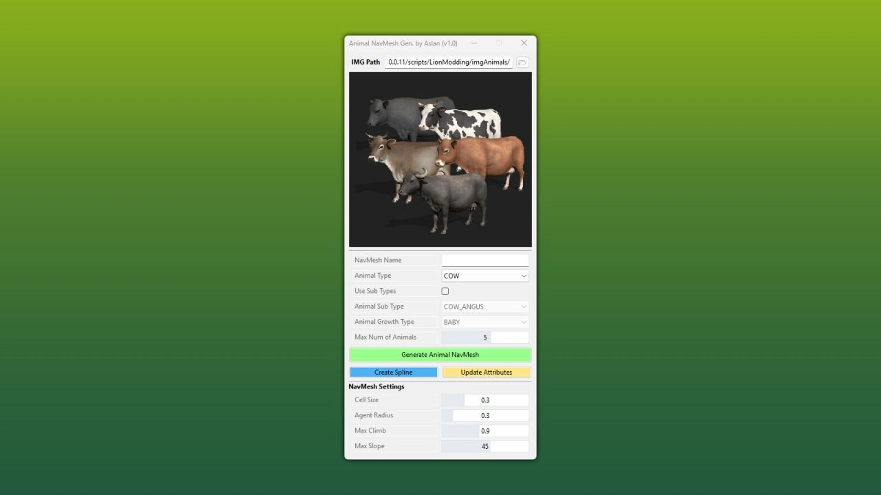 Скрипт GE10 - Генератор NavMesh для тварин для Farming Simulator 25