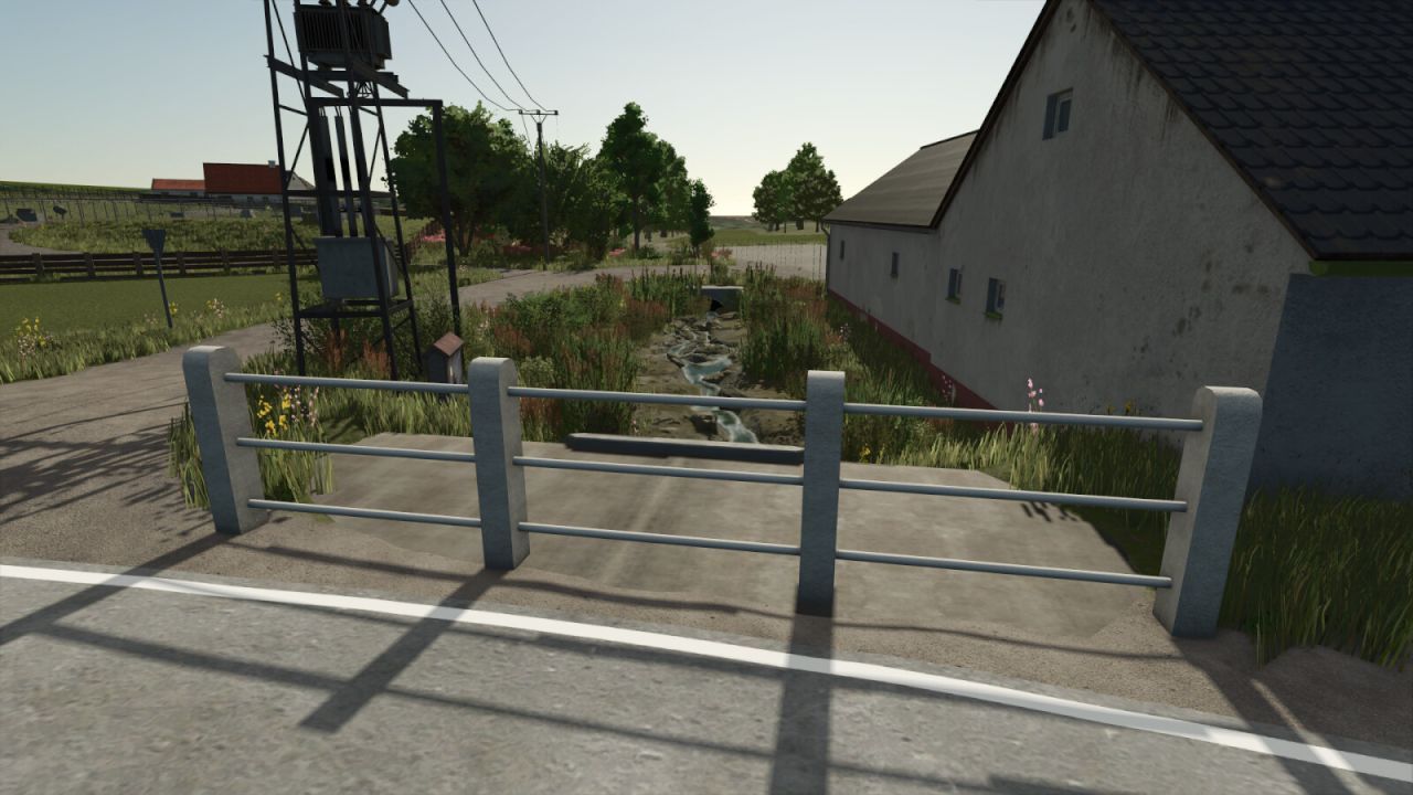 Білий штукатурний паркан (передбачуваний) для Farming Simulator 25