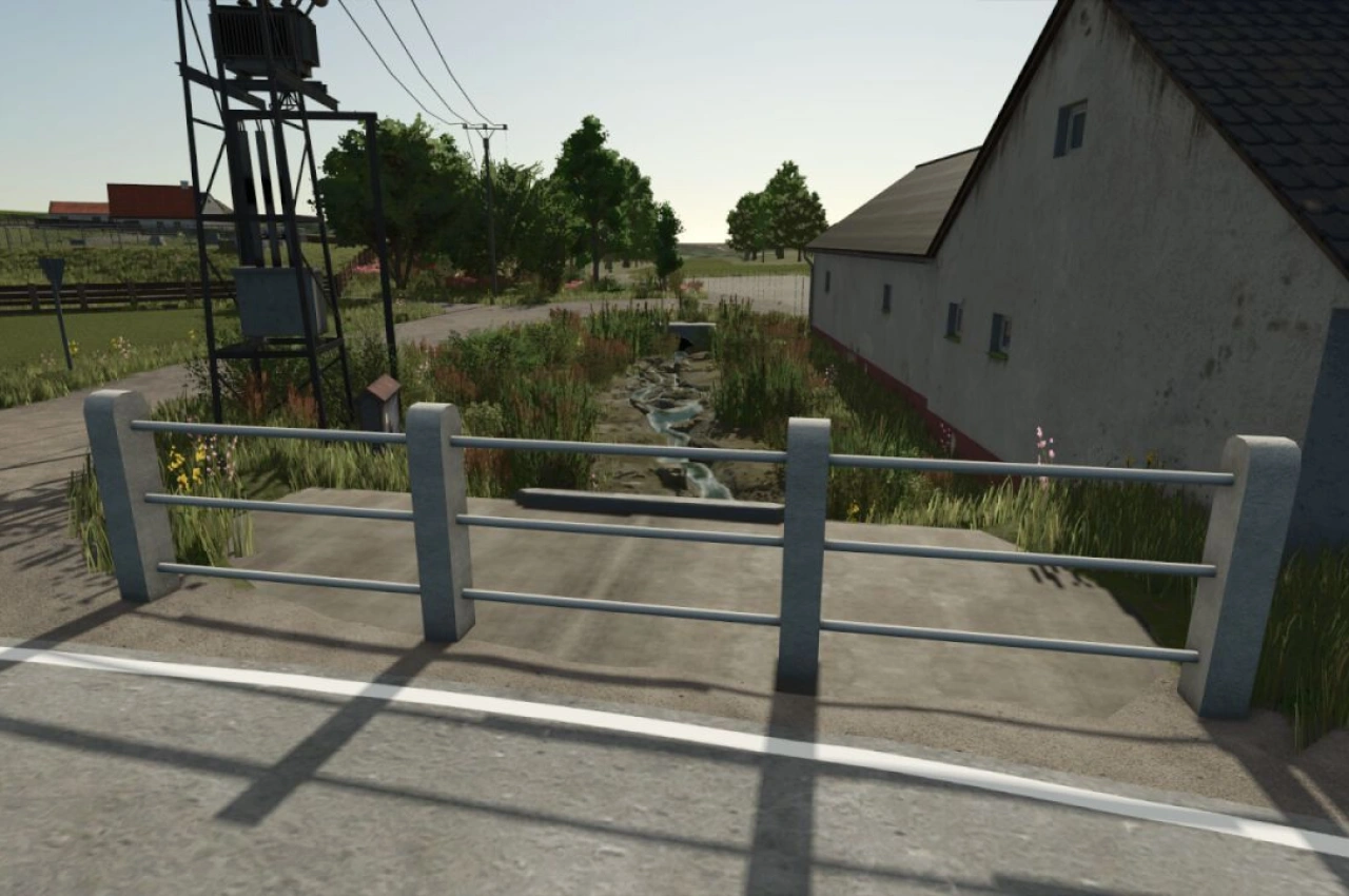 Білий штукатурний паркан (передбачуваний) для Farming Simulator 25