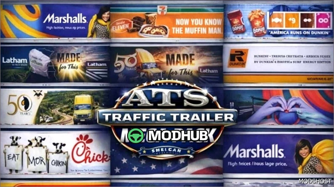 Причепи Traffic Trailer Mega Pack для American Truck Simulator