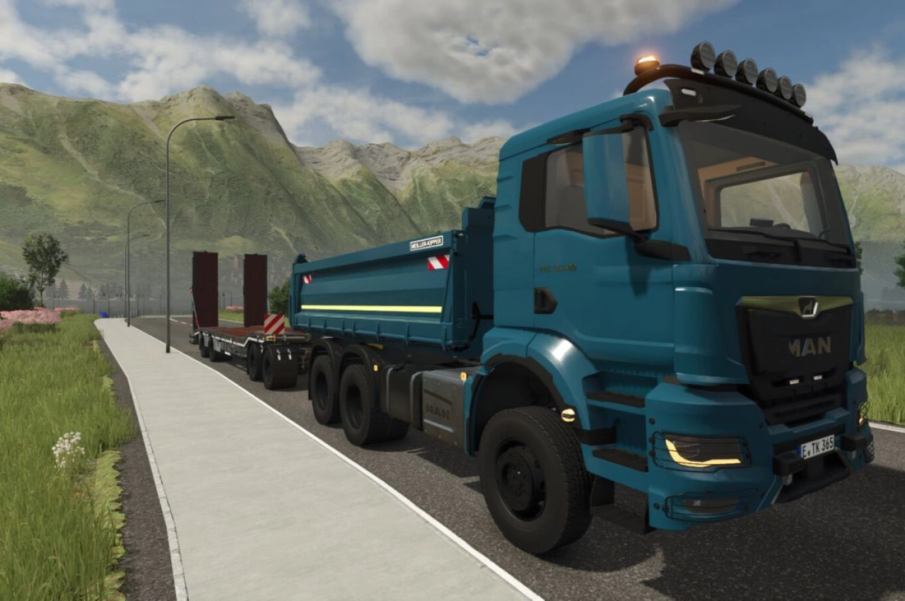 Низькорамний причіп Schwarzmüller 4-Axle для Farming Simulator 25