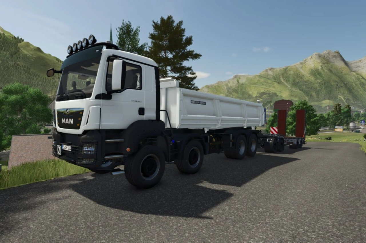 Низькорамний причіп Schwarzmüller 4-Axle для Farming Simulator 25