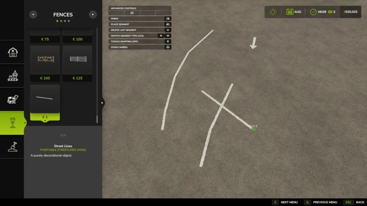 Пакет фарбувальних дорожніх ліній для Farming Simulator 25