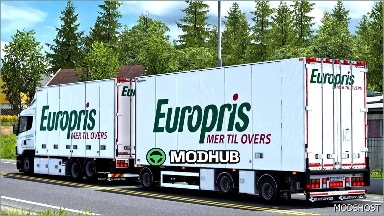 Причіп Bussbygg Chassis + Drawbar Trailer V1.5 для Euro Truck Simulator 2