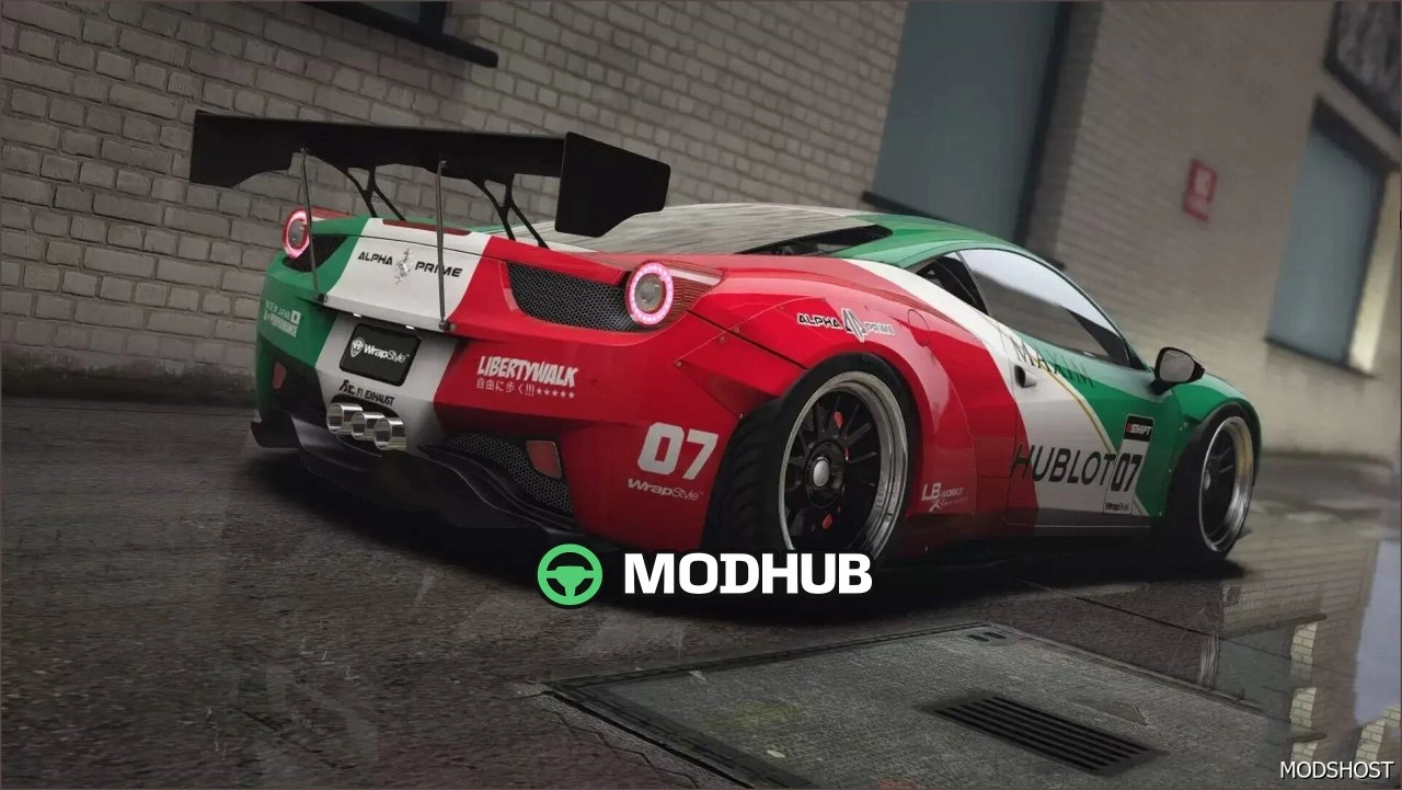 Автомобіль Ferrari 458 Liberty Walk Прапор Італії для GTA 5