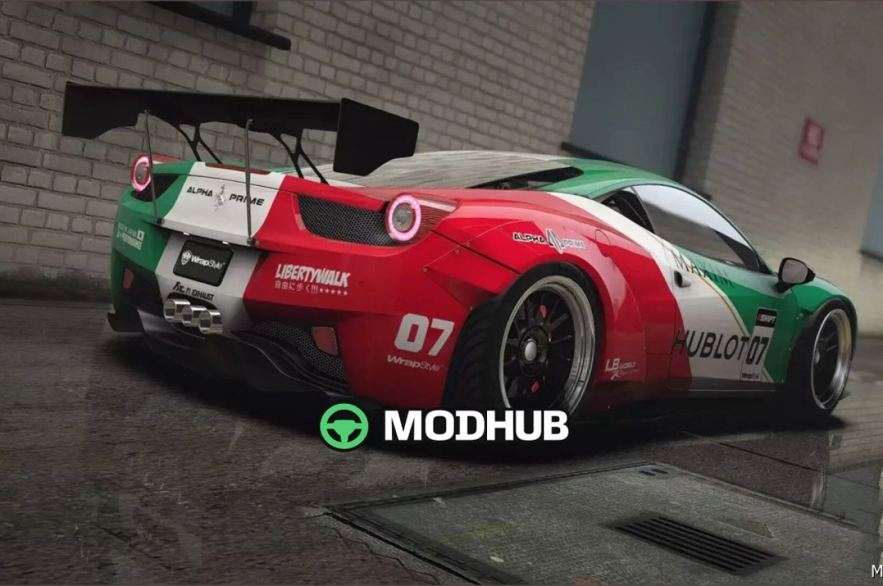 Автомобіль Ferrari 458 Liberty Walk Прапор Італії для GTA 5