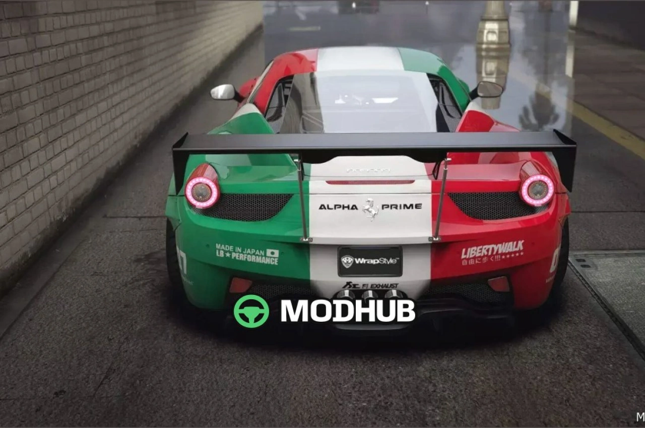 Автомобіль Ferrari 458 Liberty Walk Прапор Італії для GTA 5