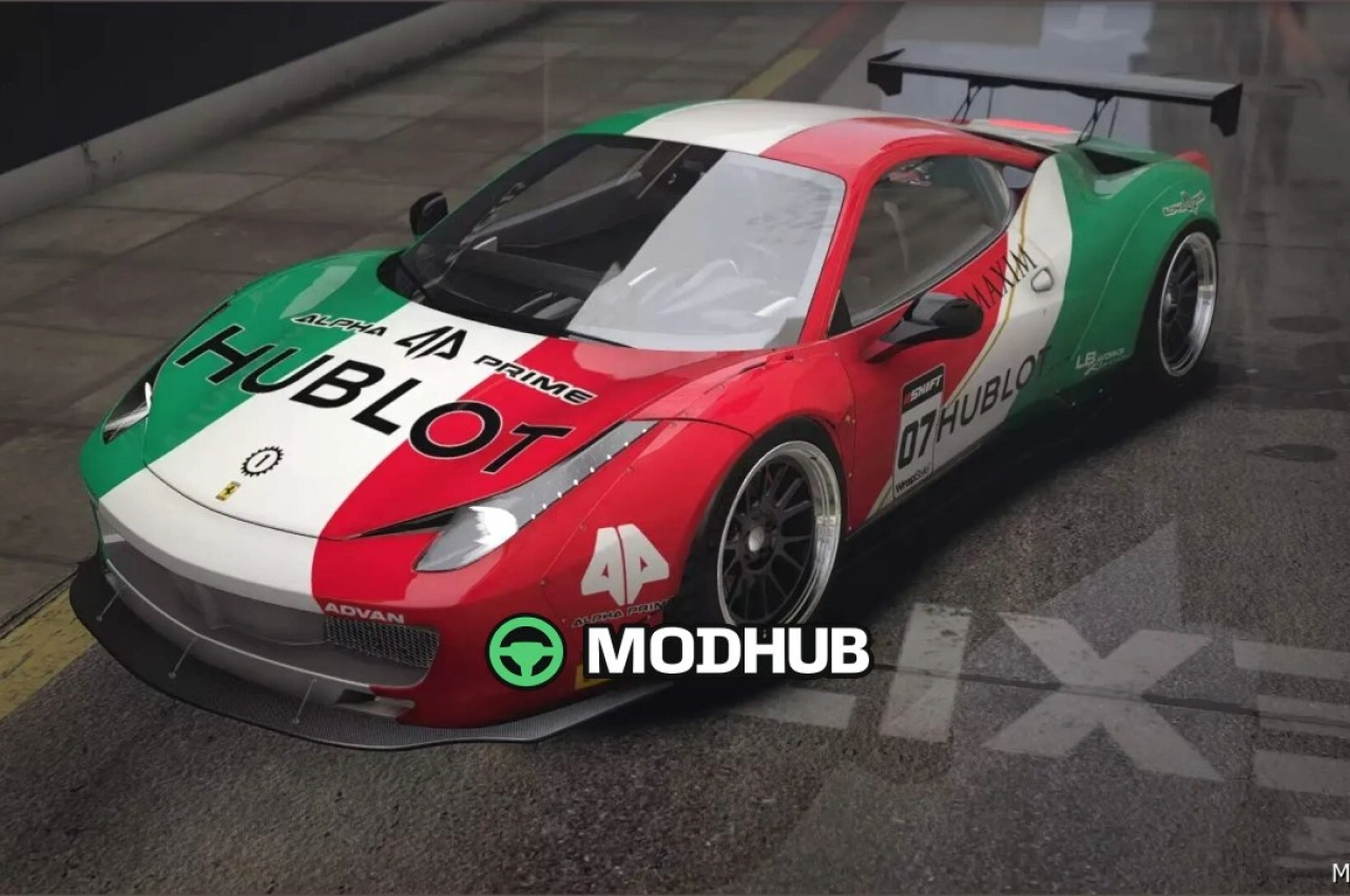 Автомобіль Ferrari 458 Liberty Walk Прапор Італії для GTA 5