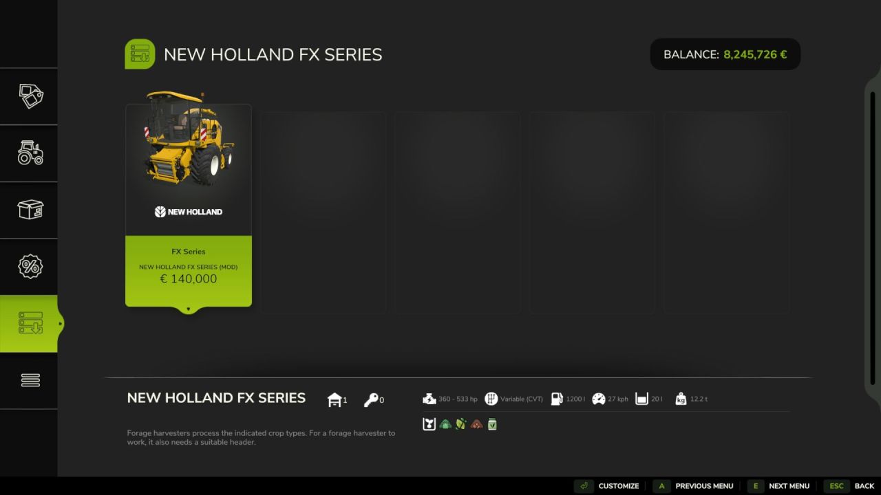 Трактор New Holland FX US для Farming Simulator 25