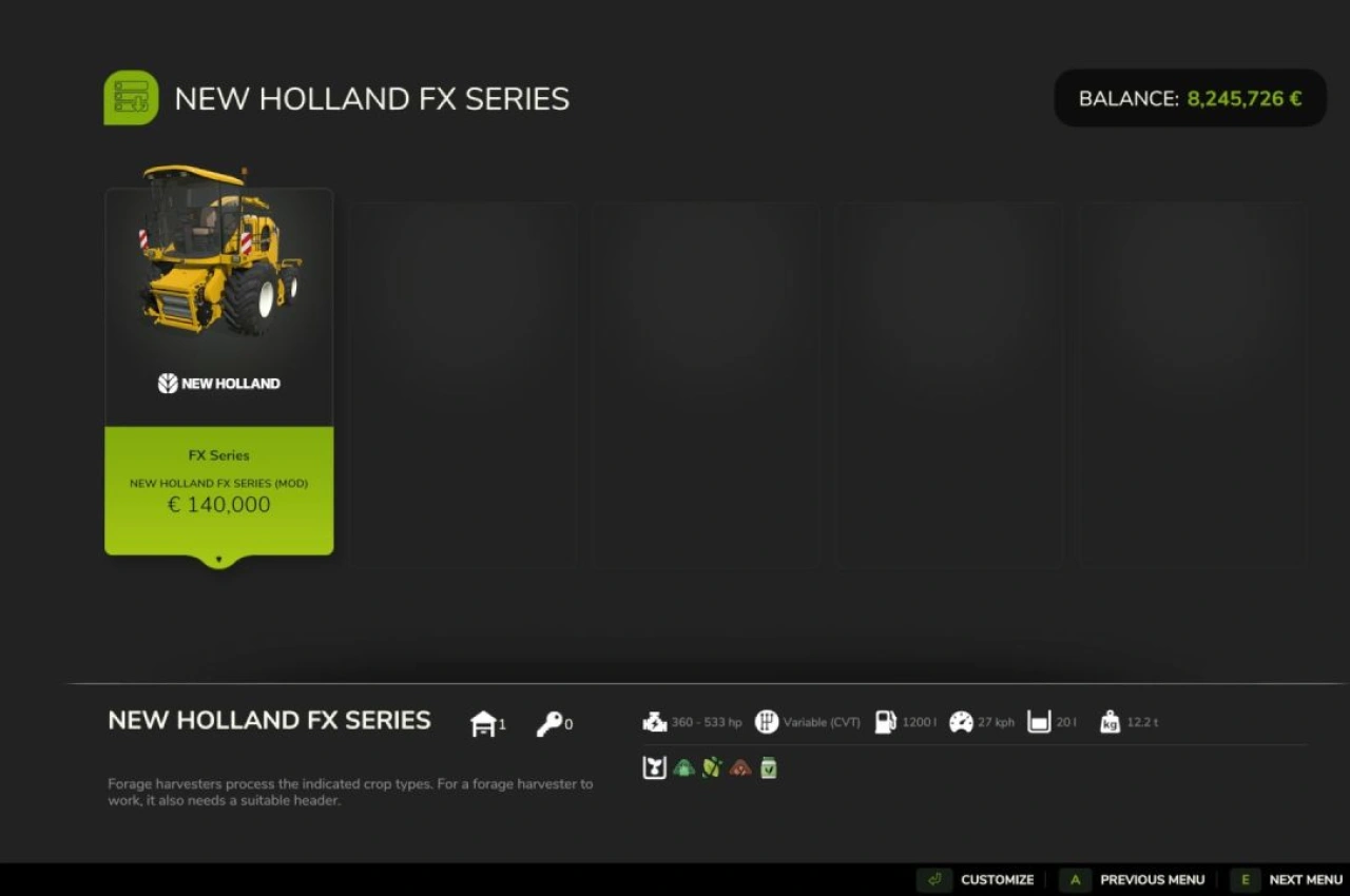 Трактор New Holland FX US для Farming Simulator 25