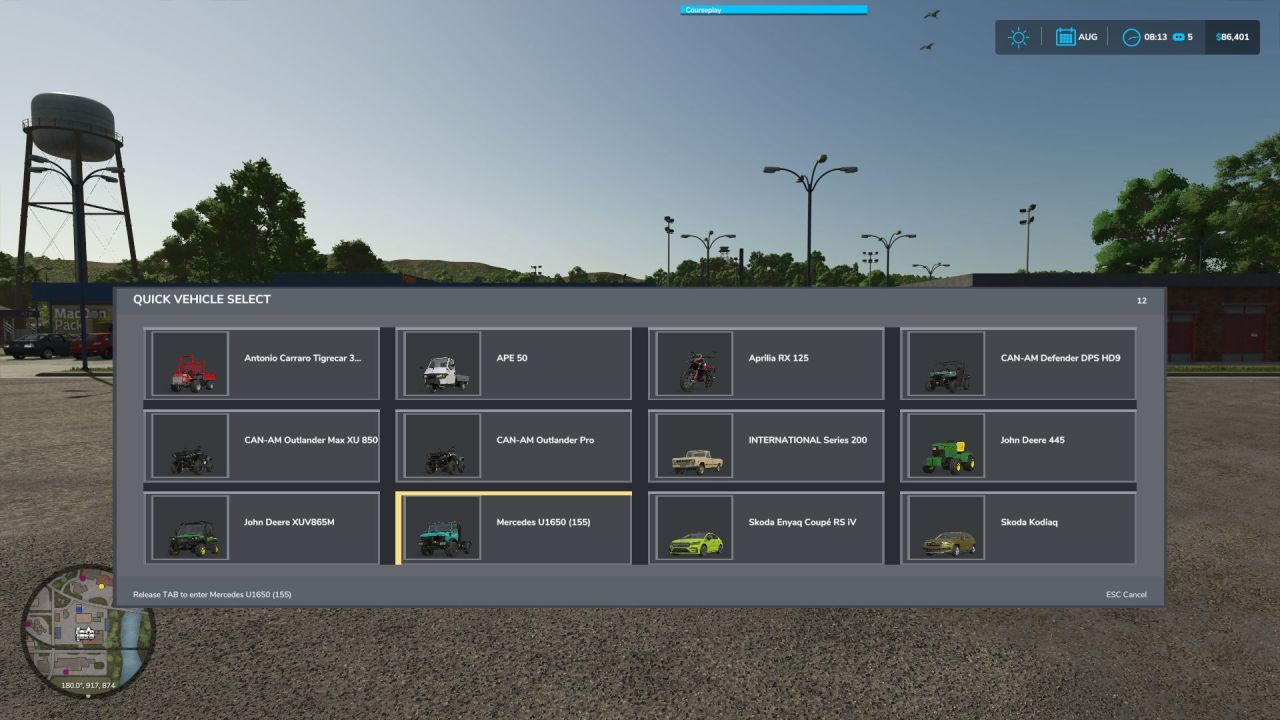 Швидкий вибір транспортних засобів для Farming Simulator 25
