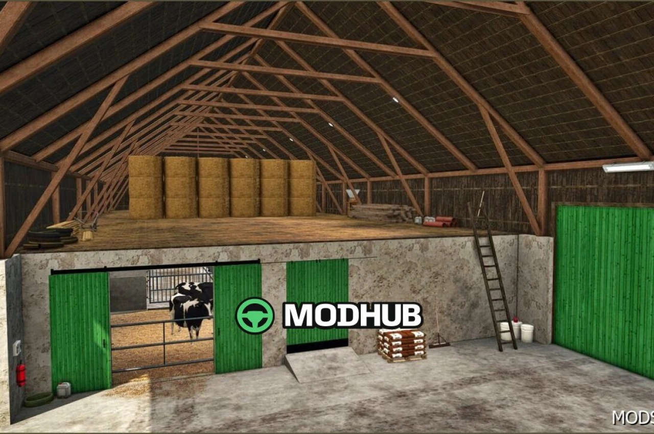 Стара корівник з місцем для зберігання для Farming Simulator 25