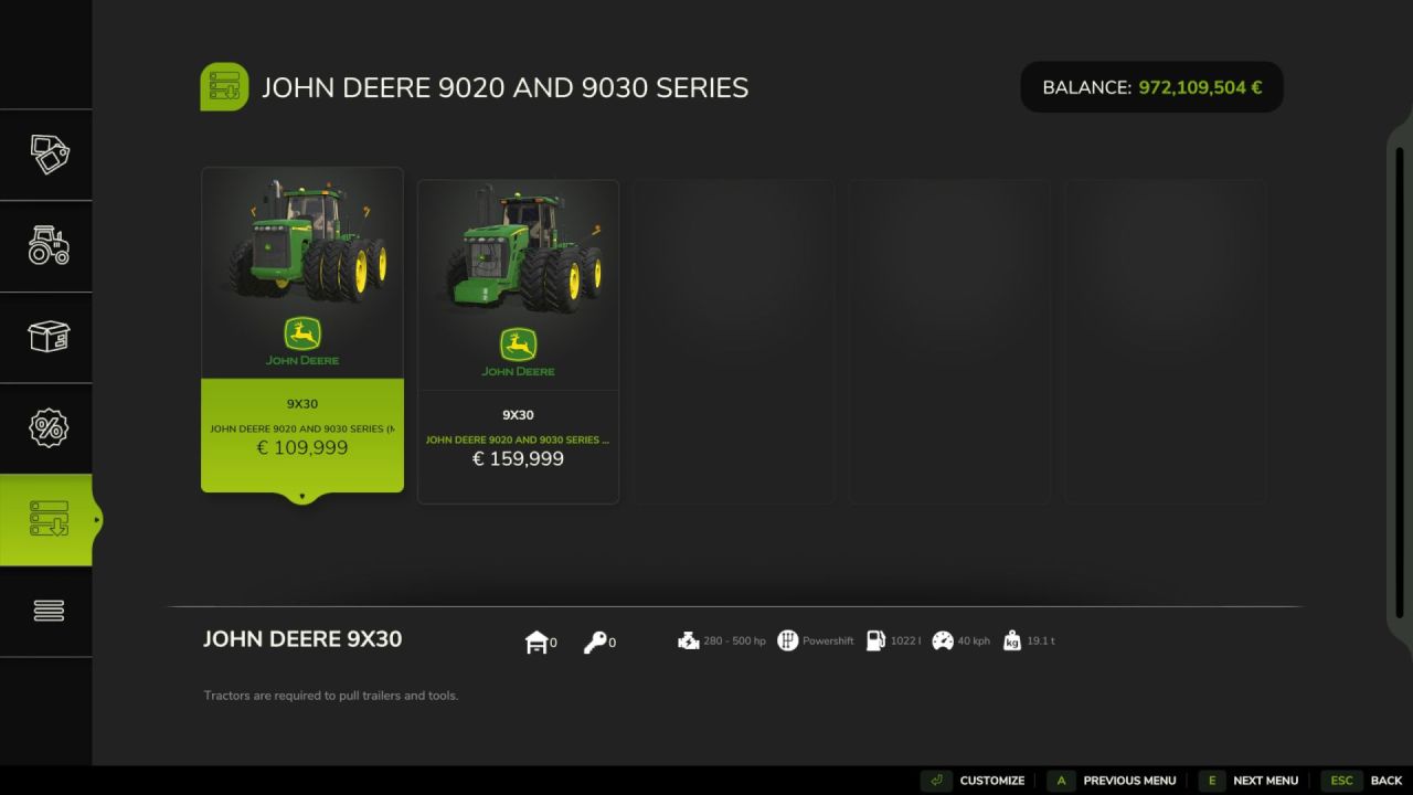 Трактор John Deere 9x20/9x30 серії для Farming Simulator 25