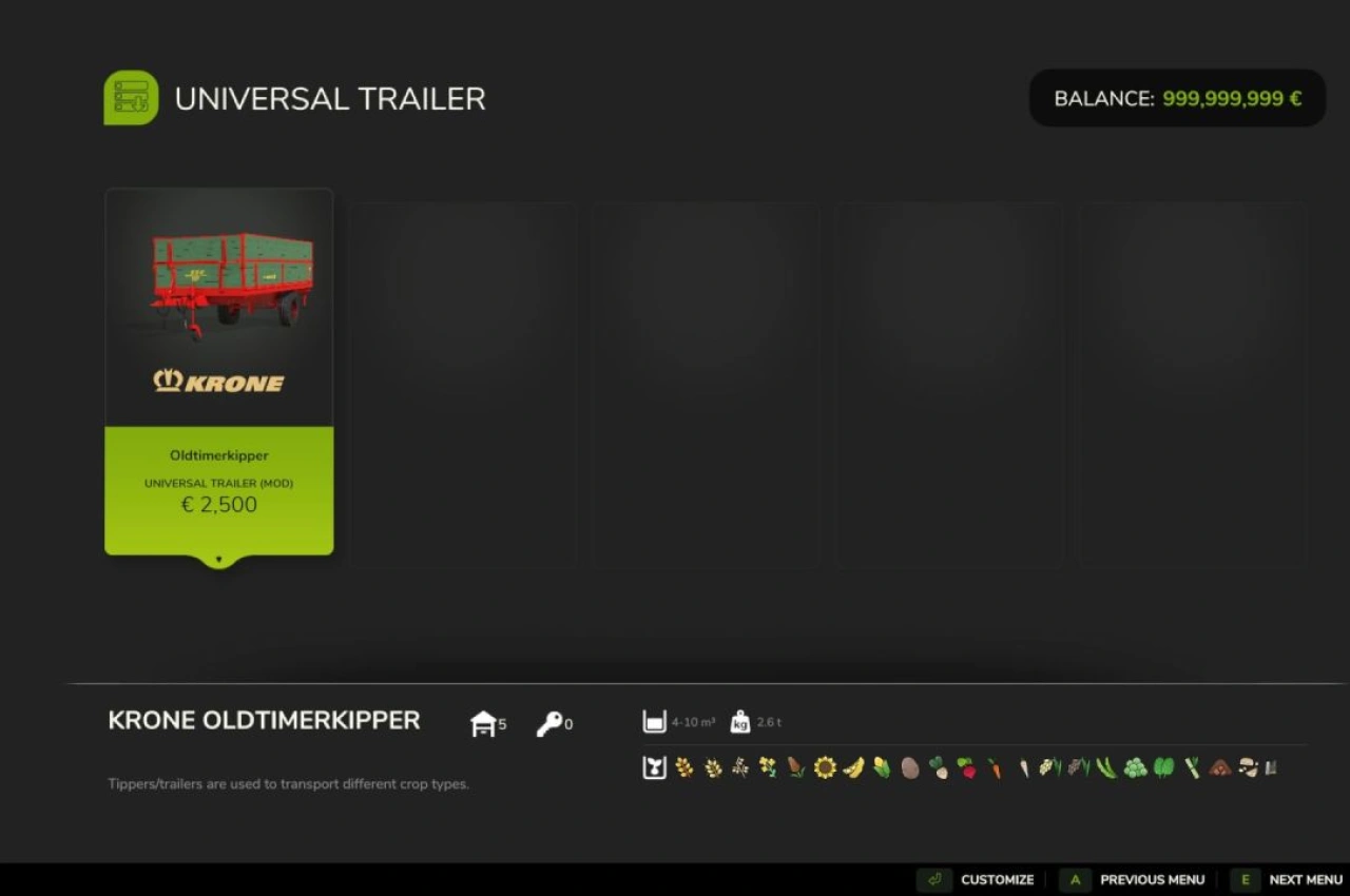 Причіп Old Universal для Farming Simulator 25